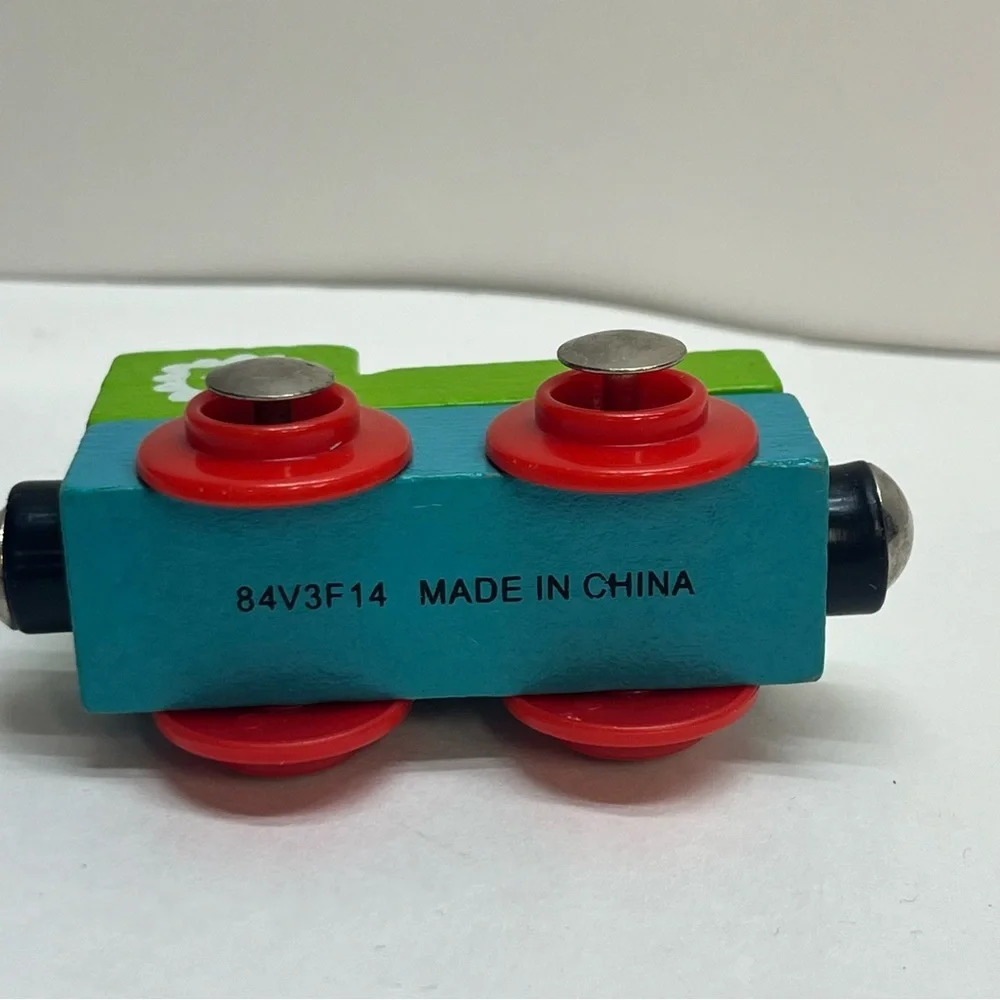 Train magnetic wooden toy train green blue red‎ lion graphic replacement